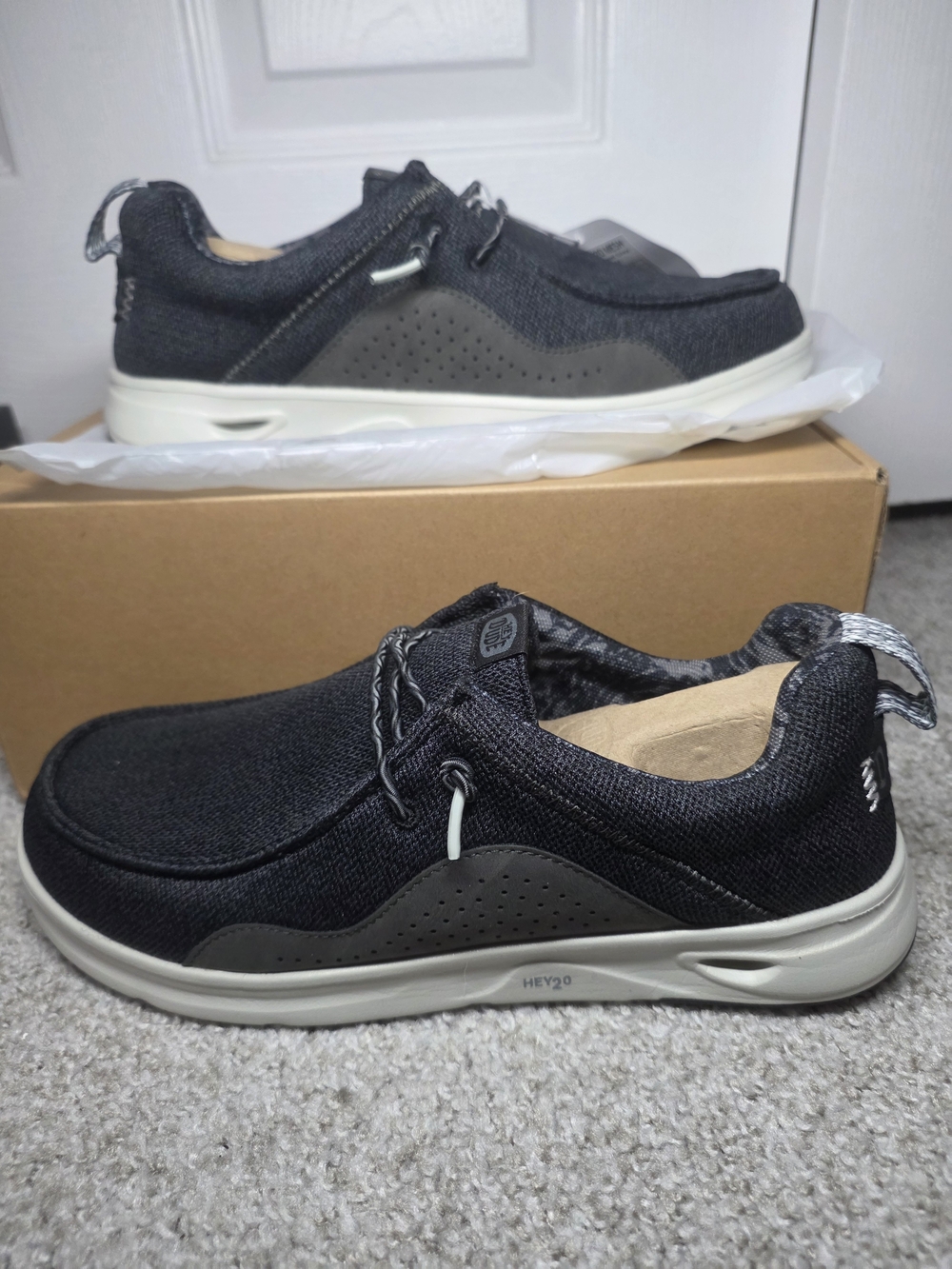 Hey Dude h20 Hey20 black/Monument Grey Mesh Size 9 Men's